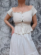Milk Maid: Antique Peplum Cotton Crop Top