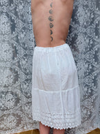 Pale Blossom: Vintage White Floral Skirt