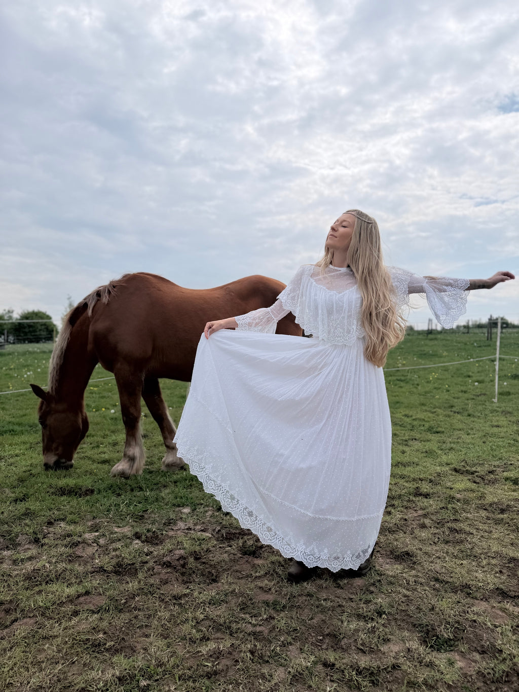 Very Rare 1970s Laura Ashley Boho Prairie Wedding Dress