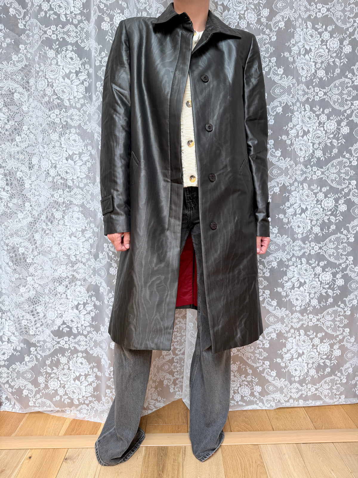 Vintage 1990s/Y2K Versace Jeans Couture Black Trench Coat
