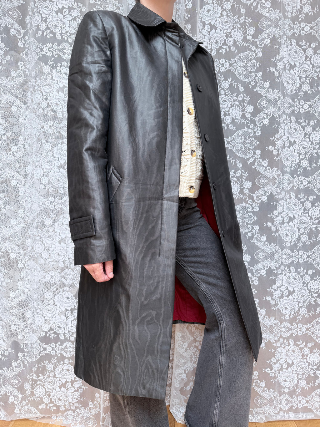 Vintage 1990s/Y2K Versace Jeans Couture Black Trench Coat
