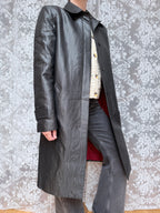 Vintage 1990s/Y2K Versace Jeans Couture Black Trench Coat
