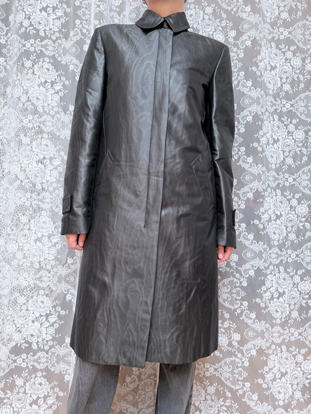 Vintage 1990s/Y2K Versace Jeans Couture Black Trench Coat