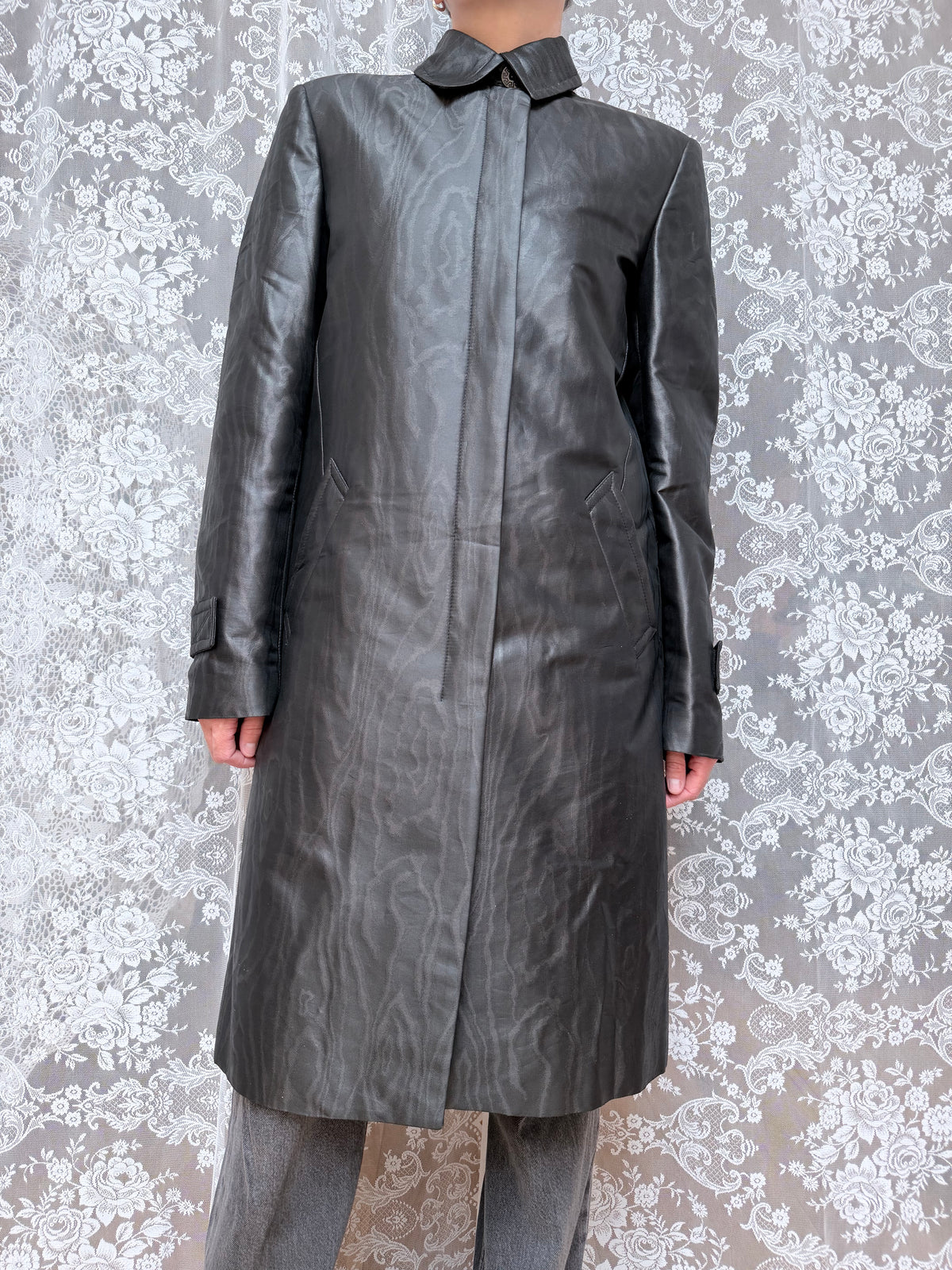 Vintage 1990s/Y2K Versace Jeans Couture Black Trench Coat