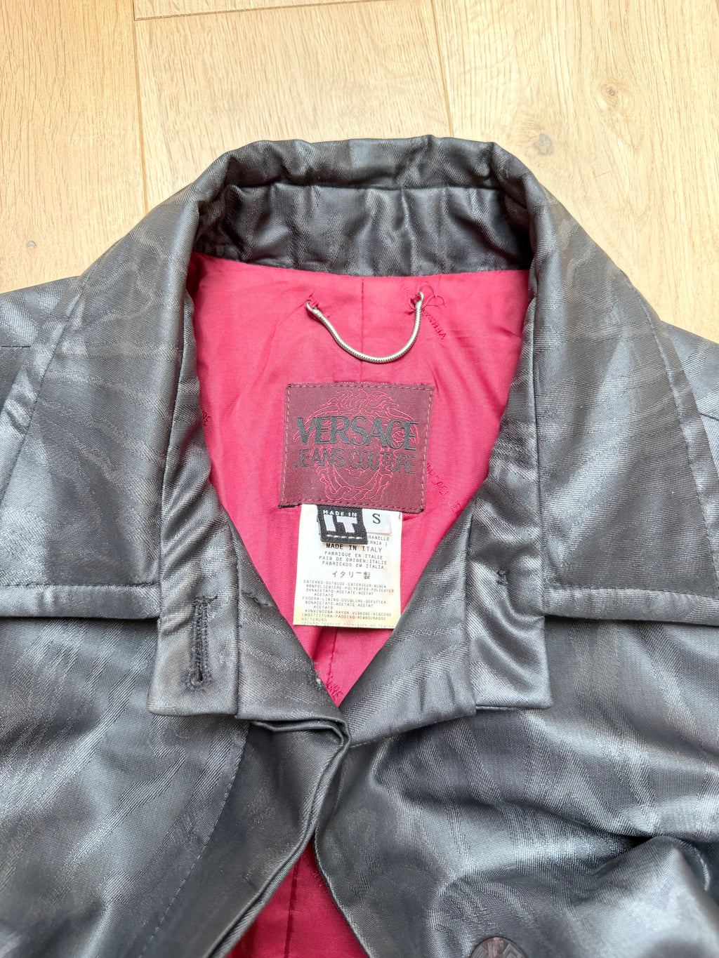 Vintage 1990s/Y2K Versace Jeans Couture Black Trench Coat