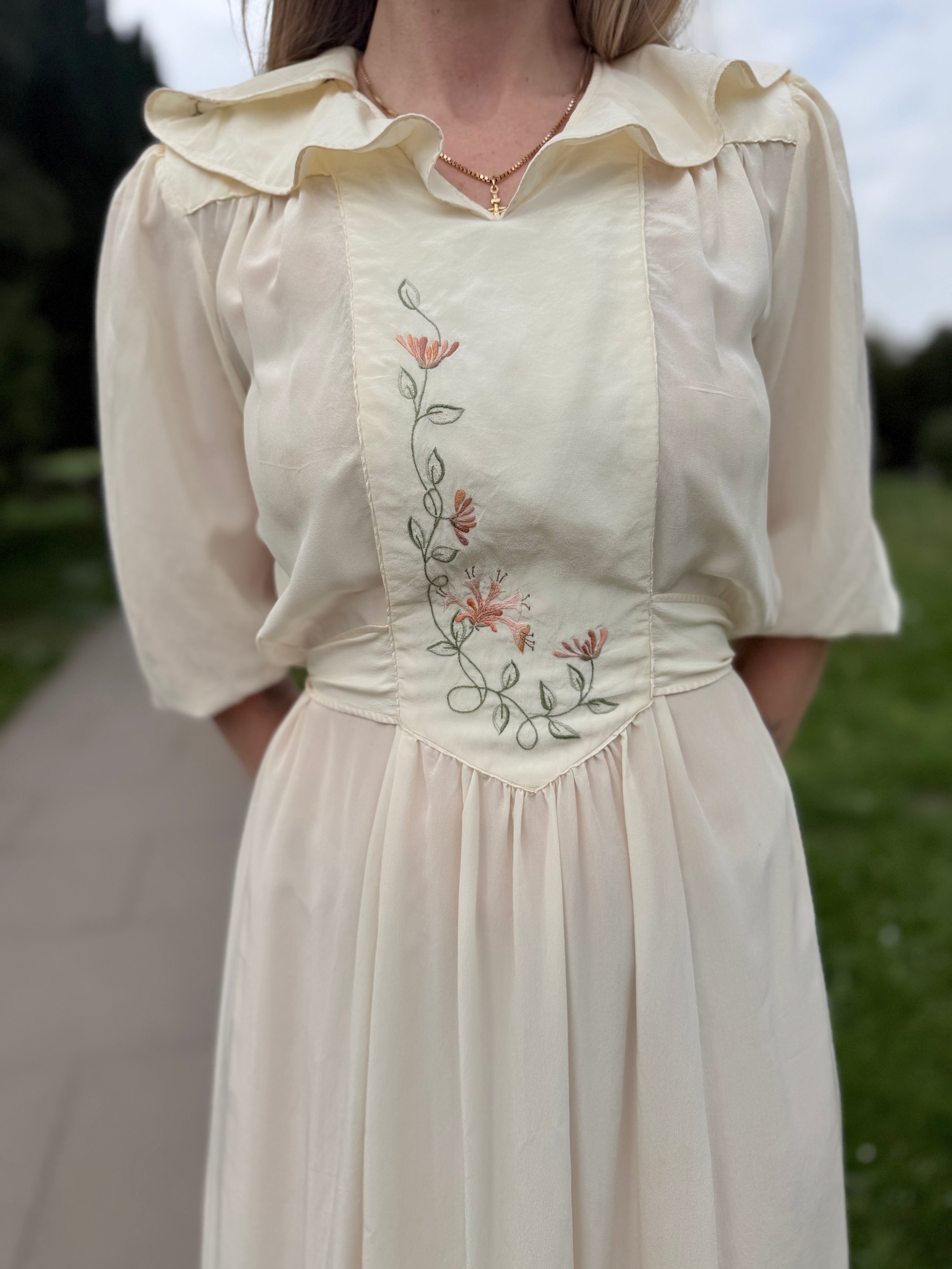 Vintage 1970s Anna Belinda Oxford Silk Wedding Dress