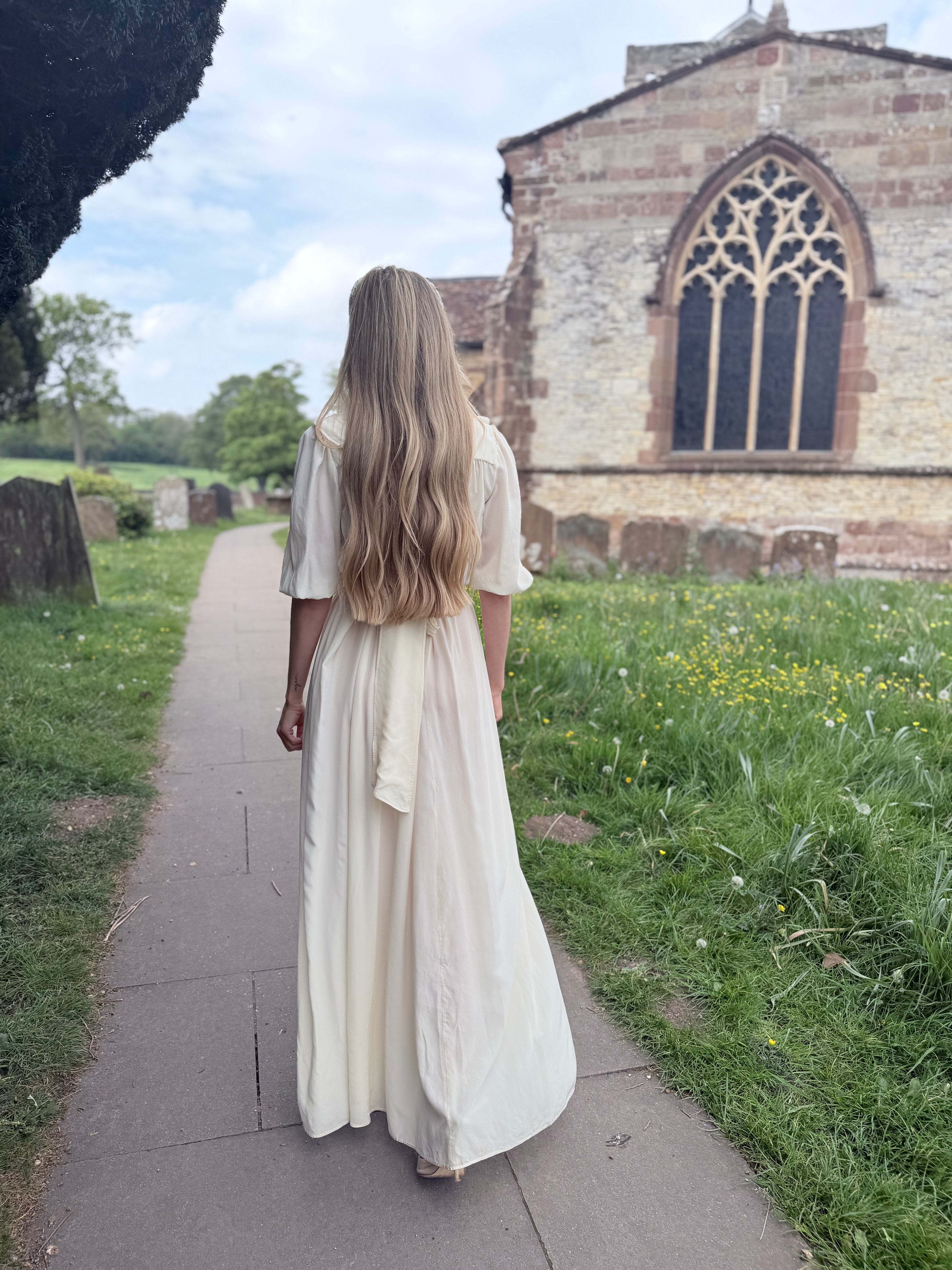 Vintage 1970s Anna Belinda Oxford Silk Wedding Dress
