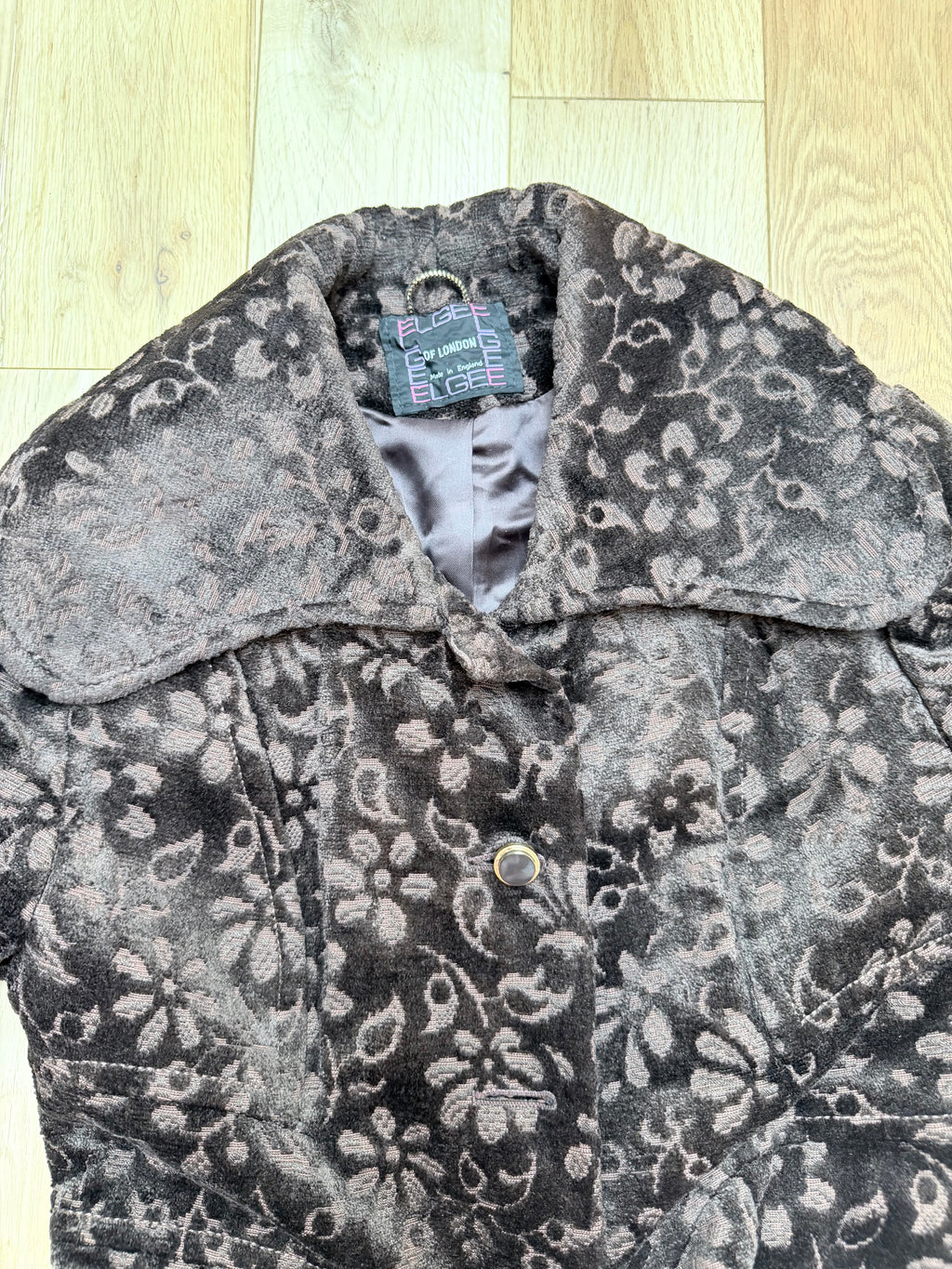 Beautiful Vintage 1960s Heavy Velvet Carpet Coat with Dagger Collar | Elgee of London