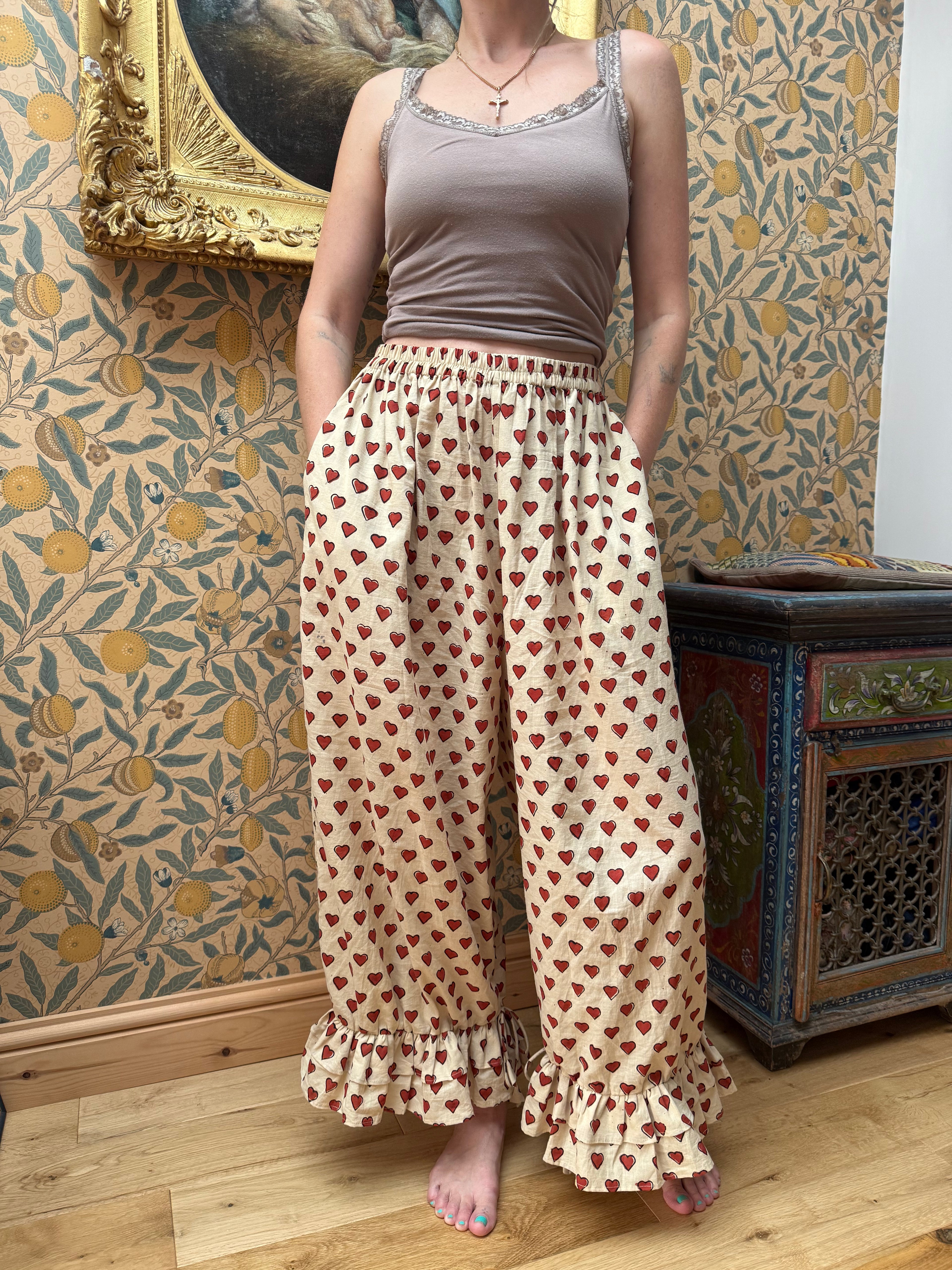 The Beatrice Bloomers in English Hearts | Traditionally Made and Hand Block Printed
