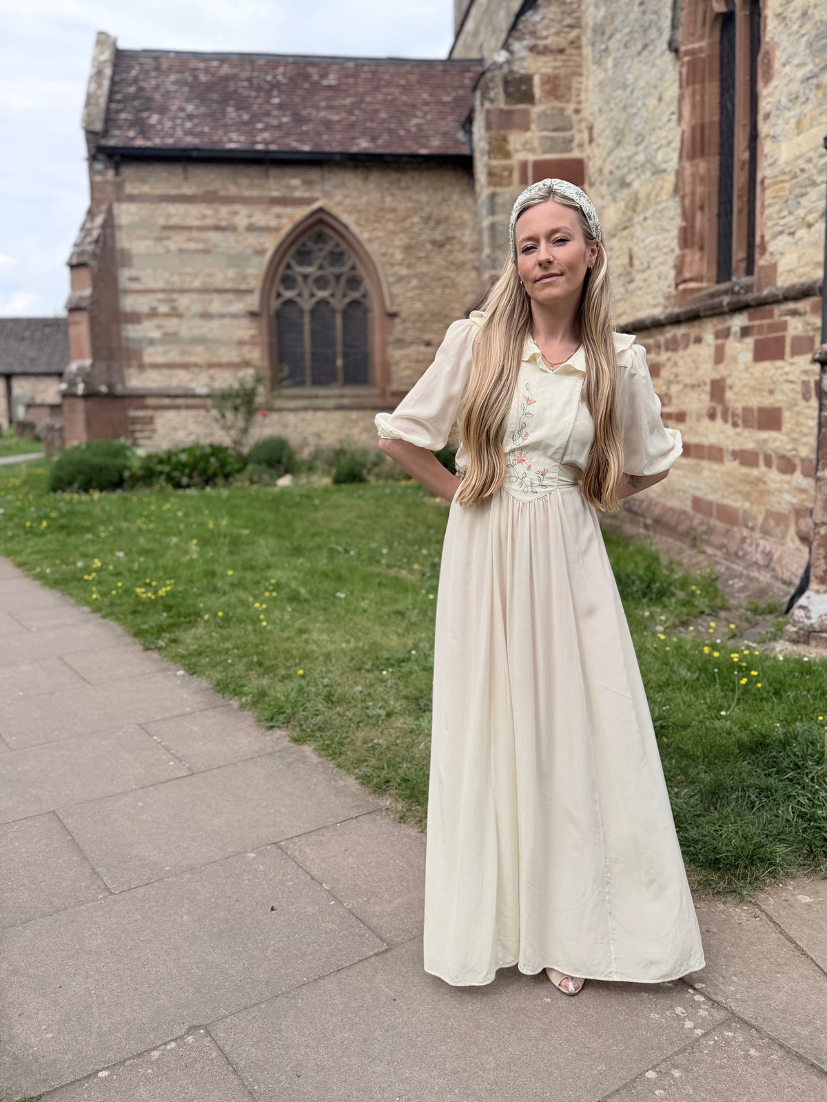 Vintage 1970s Anna Belinda Oxford Silk Wedding Dress