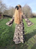 The Florence Bell Sleeve Dress in Black | Traditionally Made & Block Printed