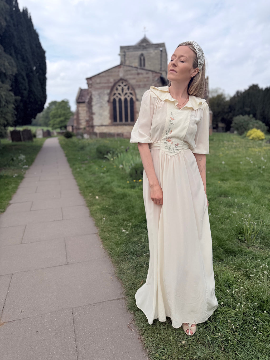 Vintage 1970s Anna Belinda Oxford Silk Wedding Dress