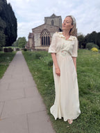 Vintage 1970s Anna Belinda Oxford Silk Wedding Dress