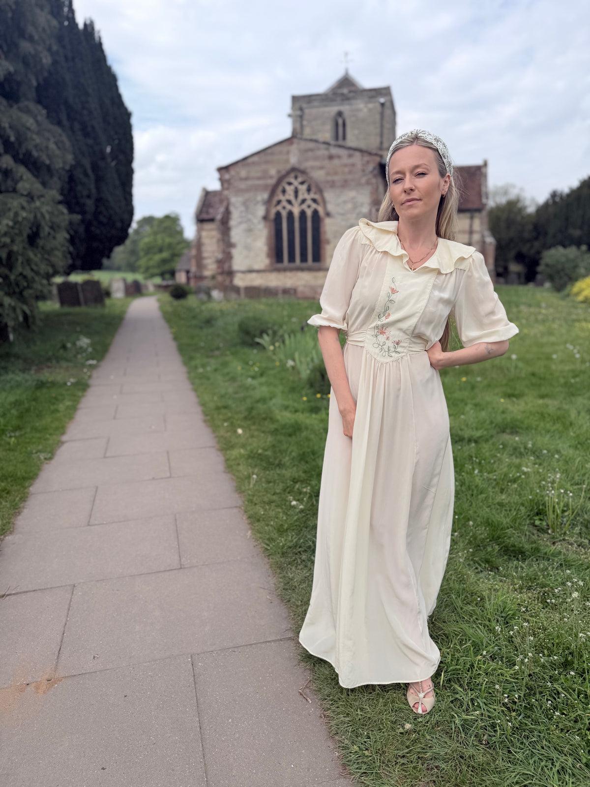Vintage 1970s Anna Belinda Oxford Silk Wedding Dress