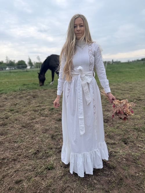 1970s Laura Ashley Edwardian Prairie Wedding Dress