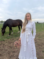 1970s Laura Ashley Edwardian Prairie Wedding Dress