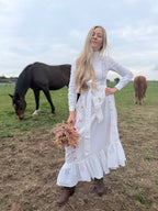 1970s Laura Ashley Edwardian Prairie Wedding Dress