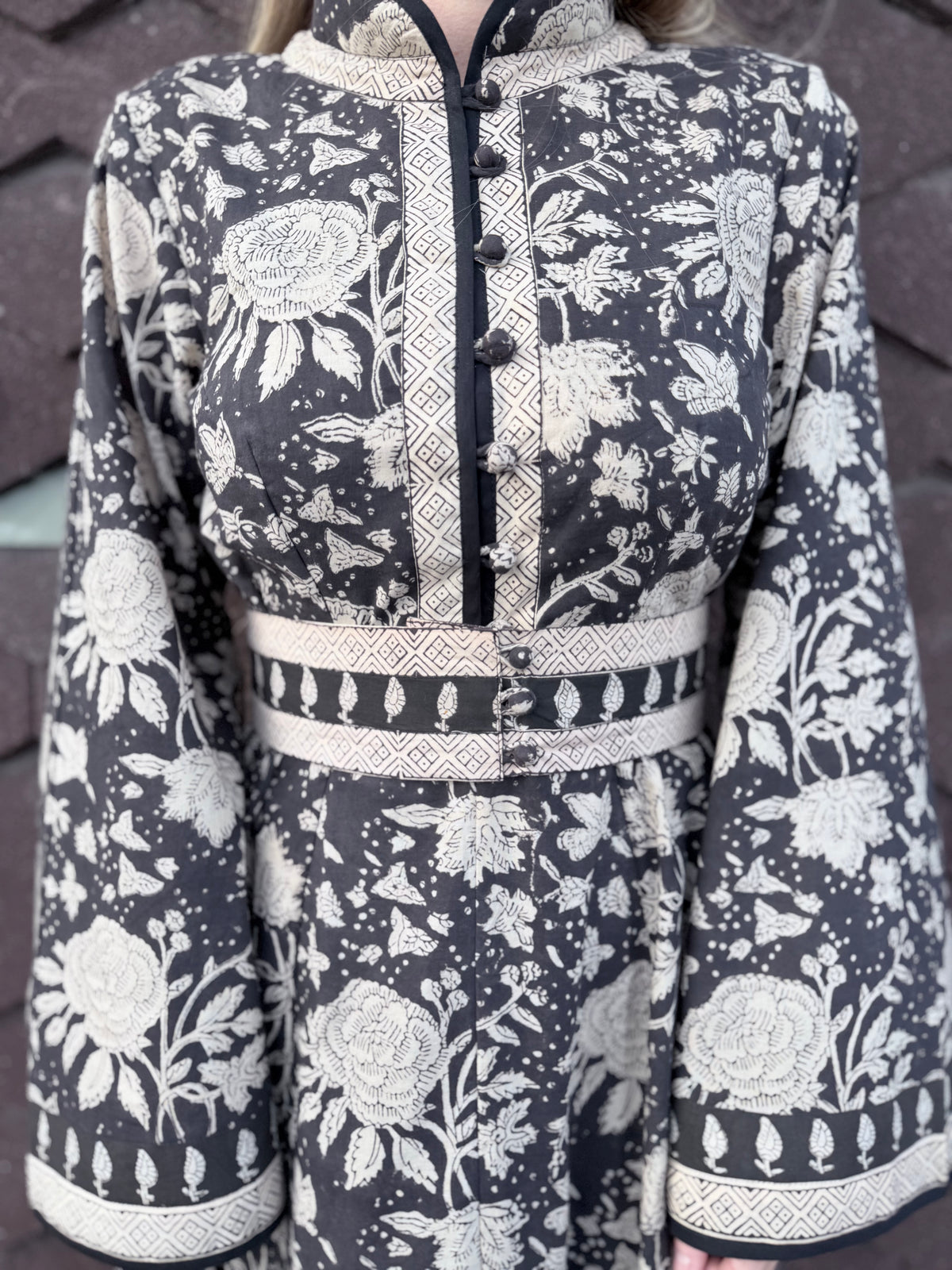 The Florence Bell Sleeve Dress in Black | Traditionally Made & Block Printed