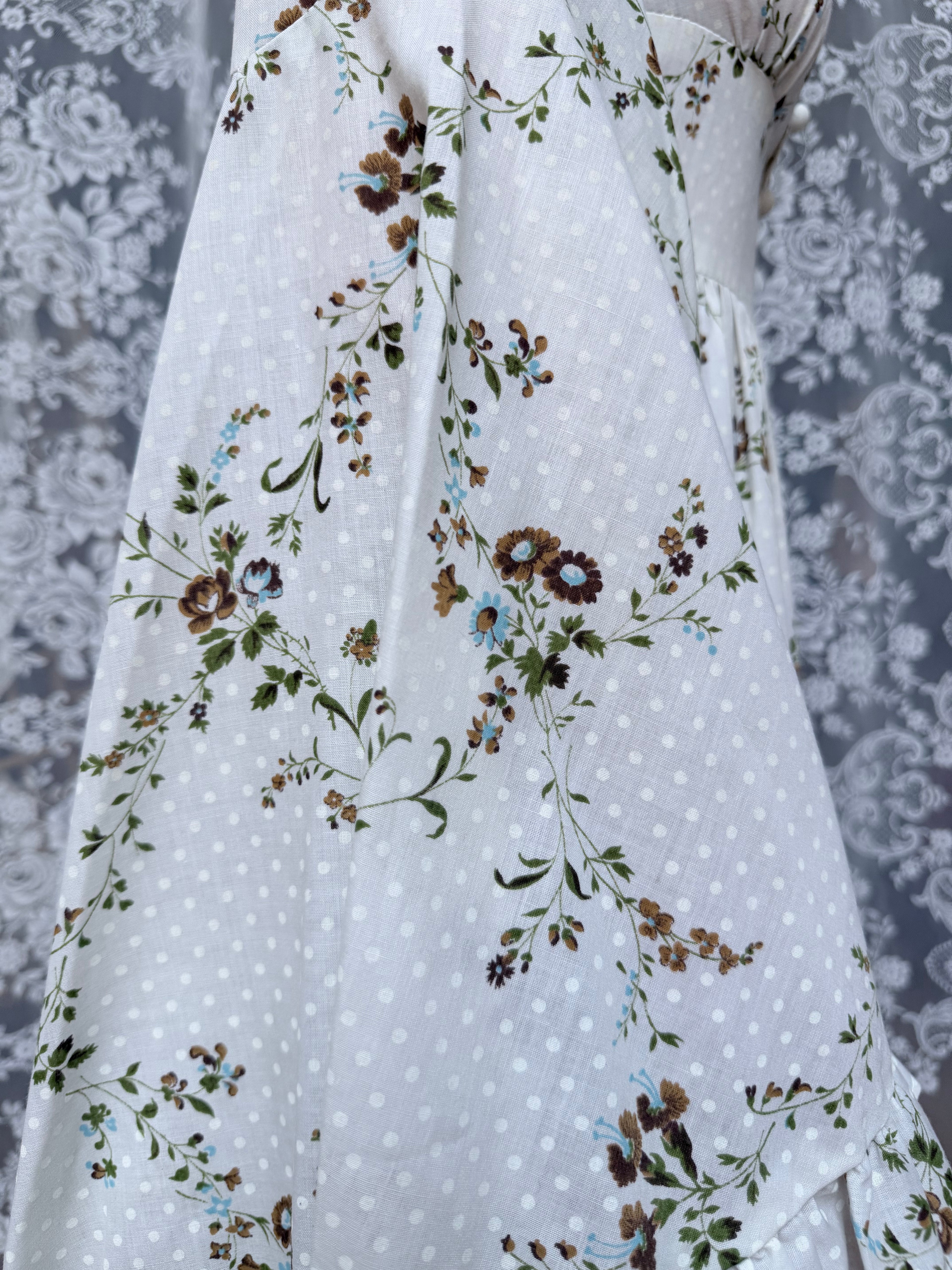 The Maria: Vintage 1970s Bell Sleeve Floral Maxi Dress