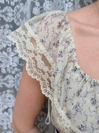 The Eleanor: Vintage 1970s Gunne Sax Lilac Floral Prairie Cottagecore Dress