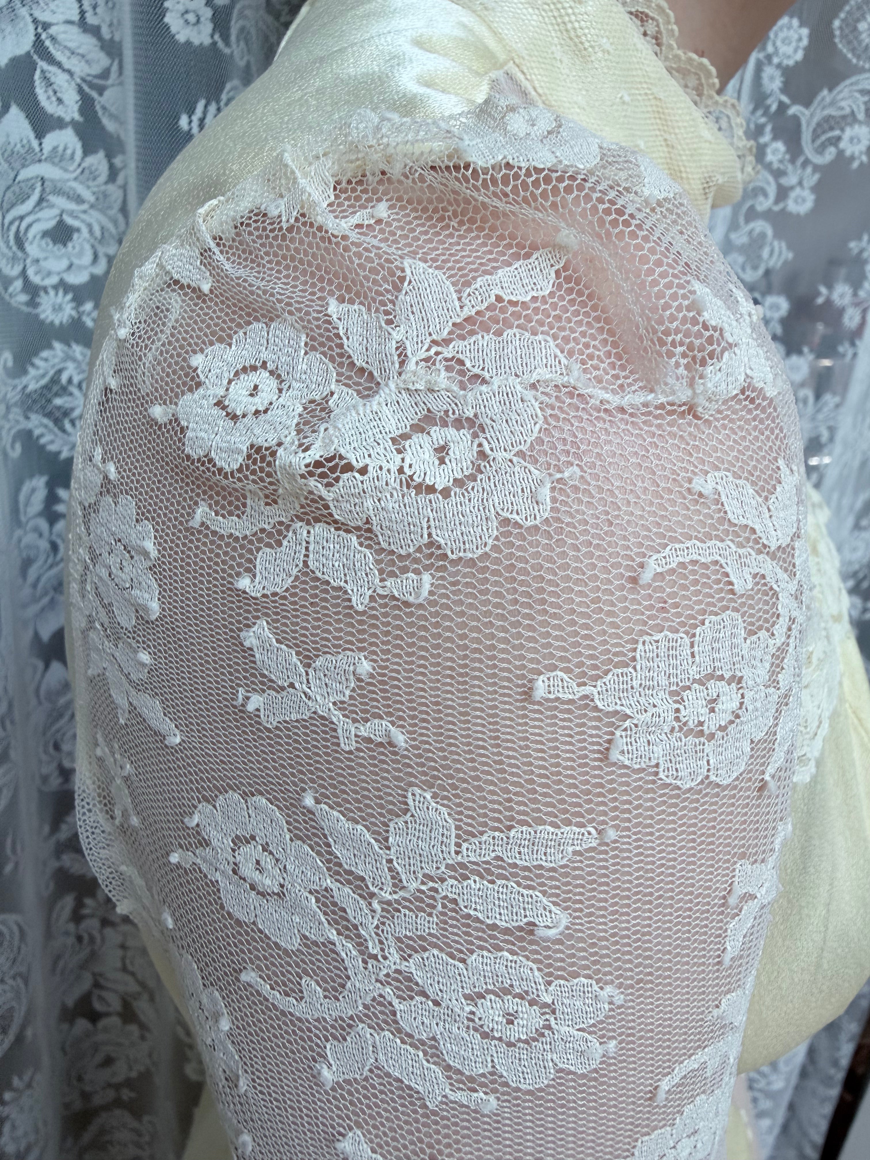 Vintage 1970s Candi Jones Bridal Peplum Dress