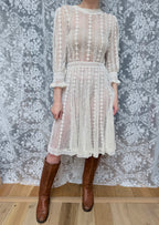 The Annabelle: Vintage 1970s Handmade Crochet Midi Dress