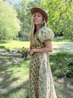 The Goldie Clementine Puff Sleeve Wrap Blouse | Handmade Indian Block Print
