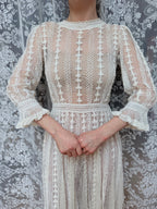 The Annabelle: Vintage 1970s Handmade Crochet Midi Dress