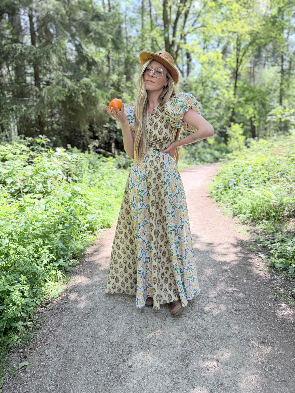 The Goldie Wrap Skirt in Clementine | Handmade Block Print Wrap Skirt