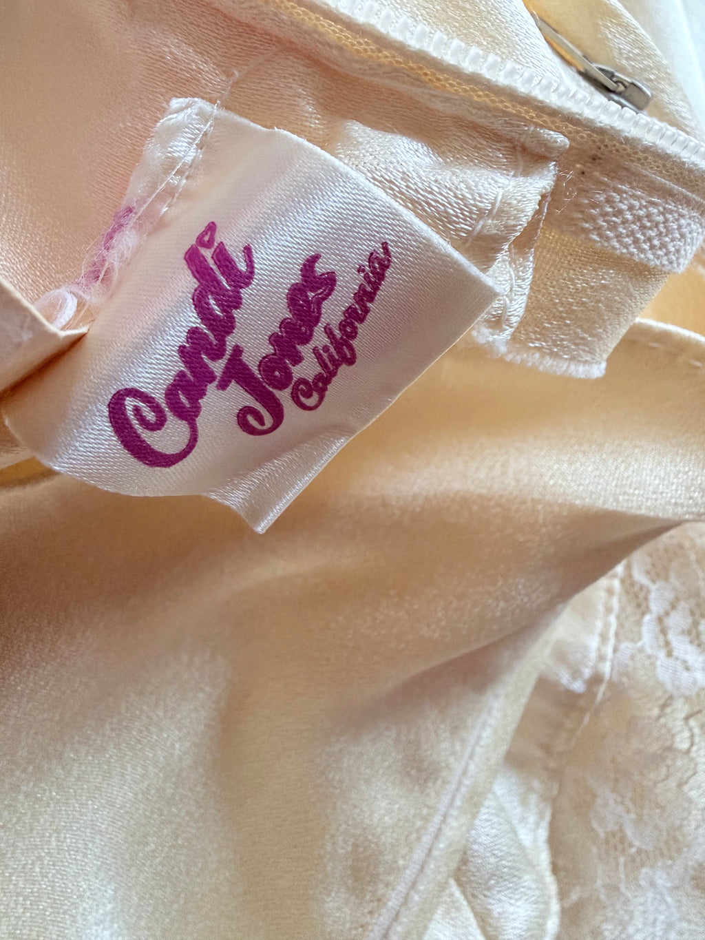 Vintage 1970s Candi Jones Bridal Peplum Dress