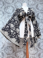 The Sofiya in Black Bell Sleeve Blouse | Indian Block Print Wrap Top
