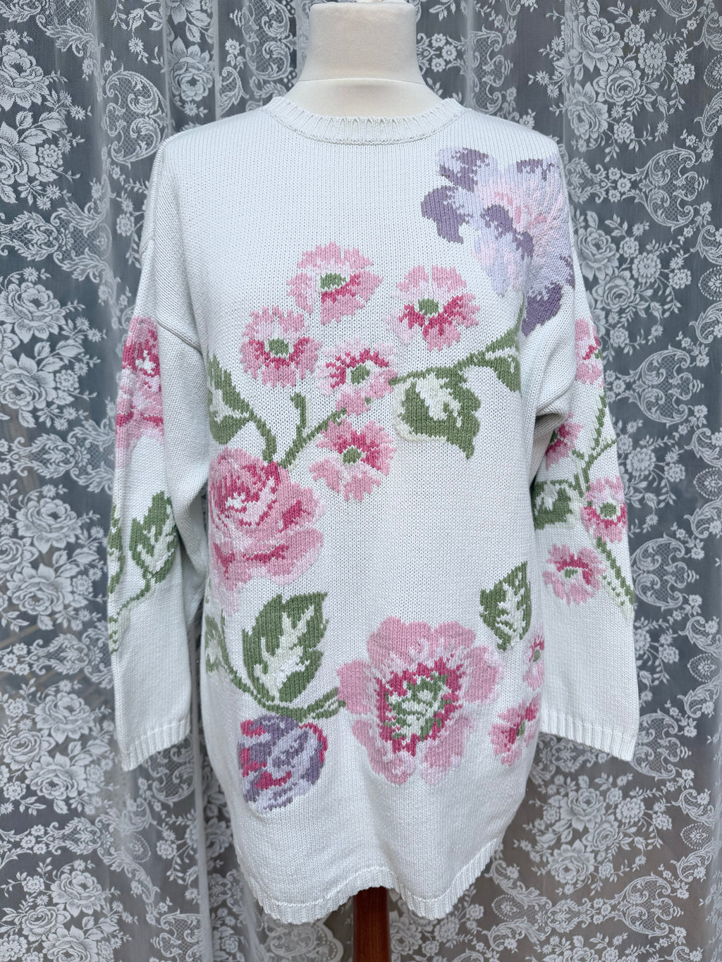 Vintage Laura Ashley Pastel Floral Cotton Jumper