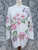 Vintage Laura Ashley Pastel Floral Cotton Jumper