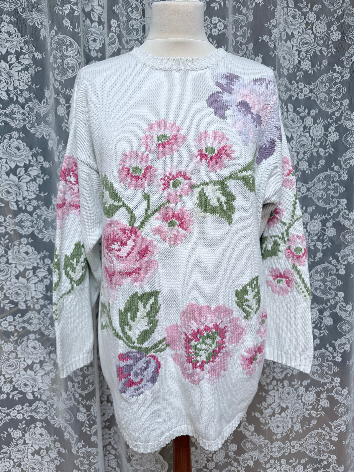 Vintage Laura Ashley Pastel Floral Cotton Jumper