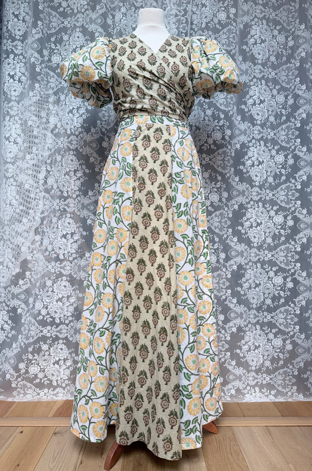 The Goldie Wrap Skirt in Clementine | Handmade Block Print Wrap Skirt
