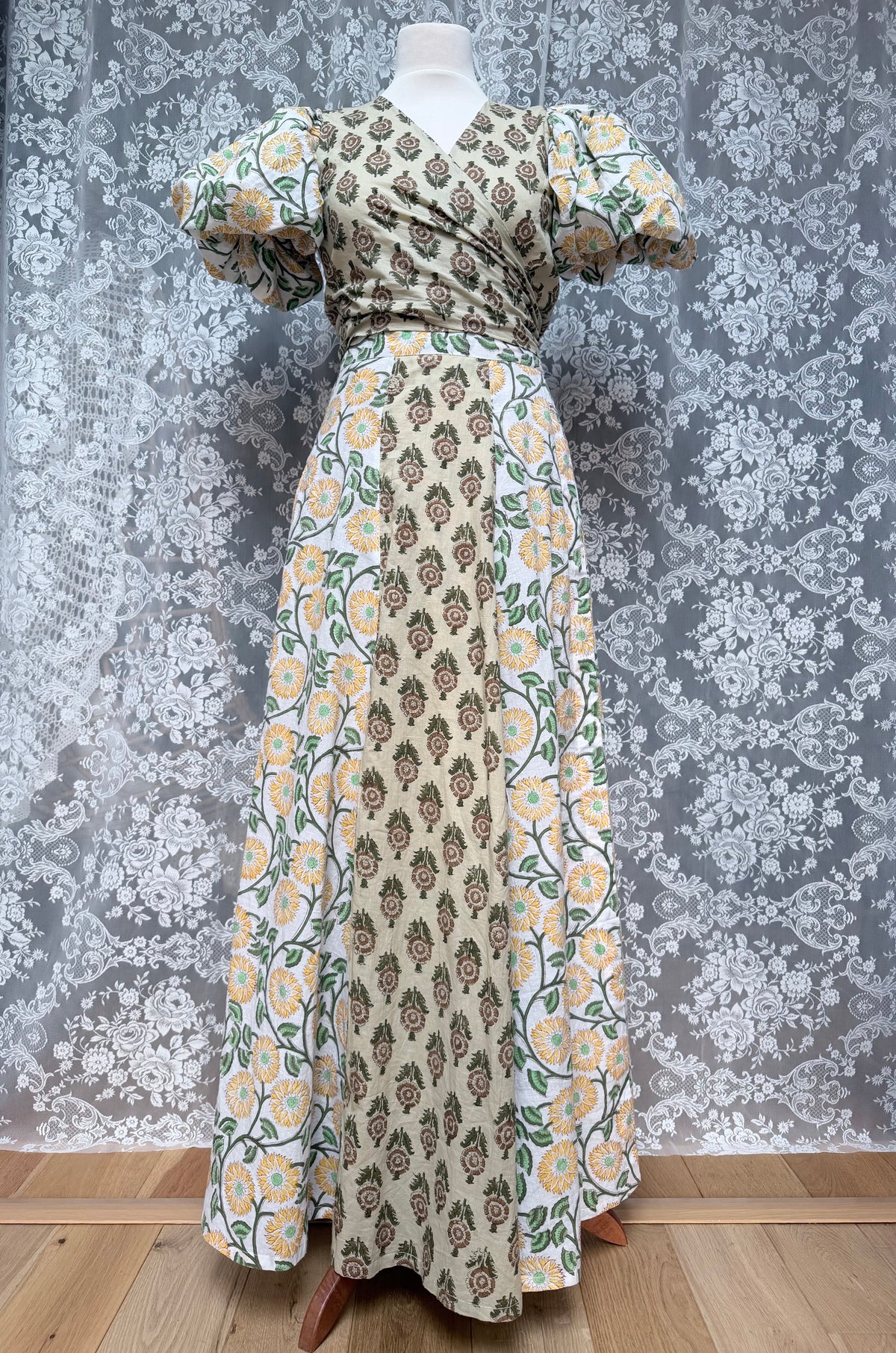 The Goldie Wrap Skirt in Clementine | Handmade Block Print Wrap Skirt
