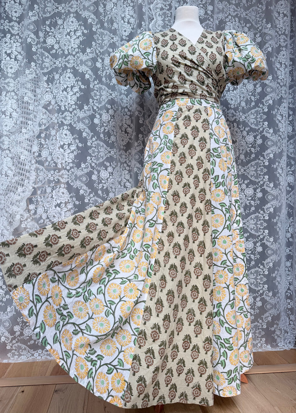 The Goldie Wrap Skirt in Clementine | Handmade Block Print Wrap Skirt