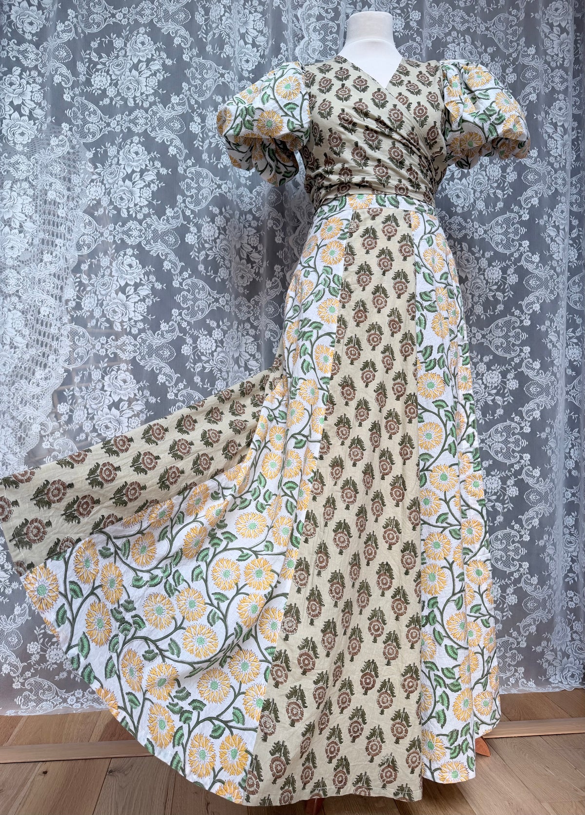 The Goldie Wrap Skirt in Clementine | Handmade Block Print Wrap Skirt