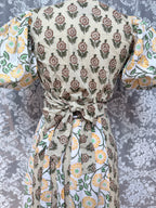 The Goldie Clementine Puff Sleeve Wrap Blouse | Handmade Indian Block Print