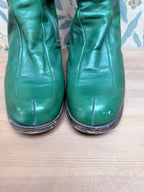1960s/1970s Vintage Green Leather Gogo Boots