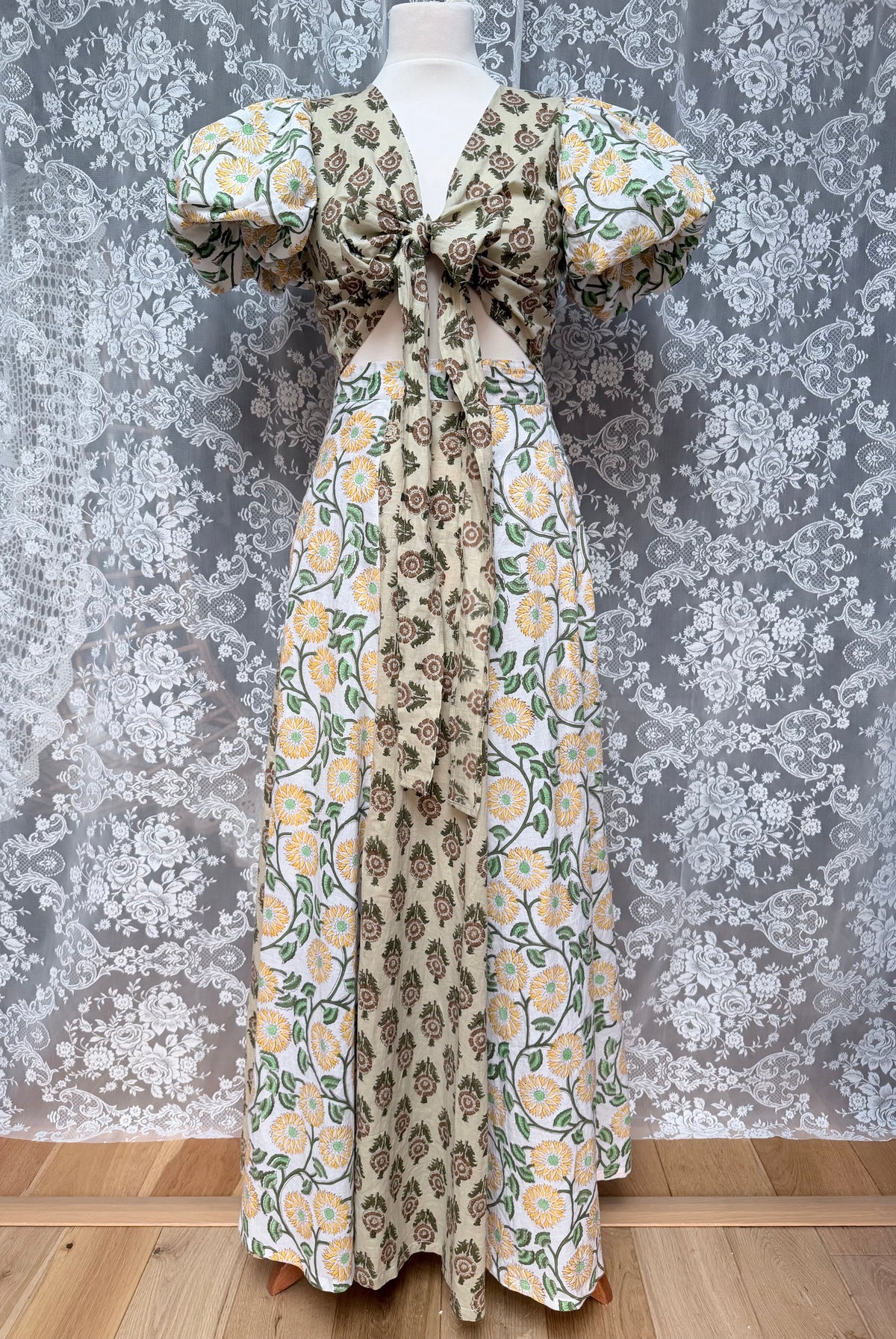 The Goldie Wrap Skirt in Clementine | Handmade Block Print Wrap Skirt