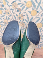 1960s/1970s Vintage Green Leather Gogo Boots