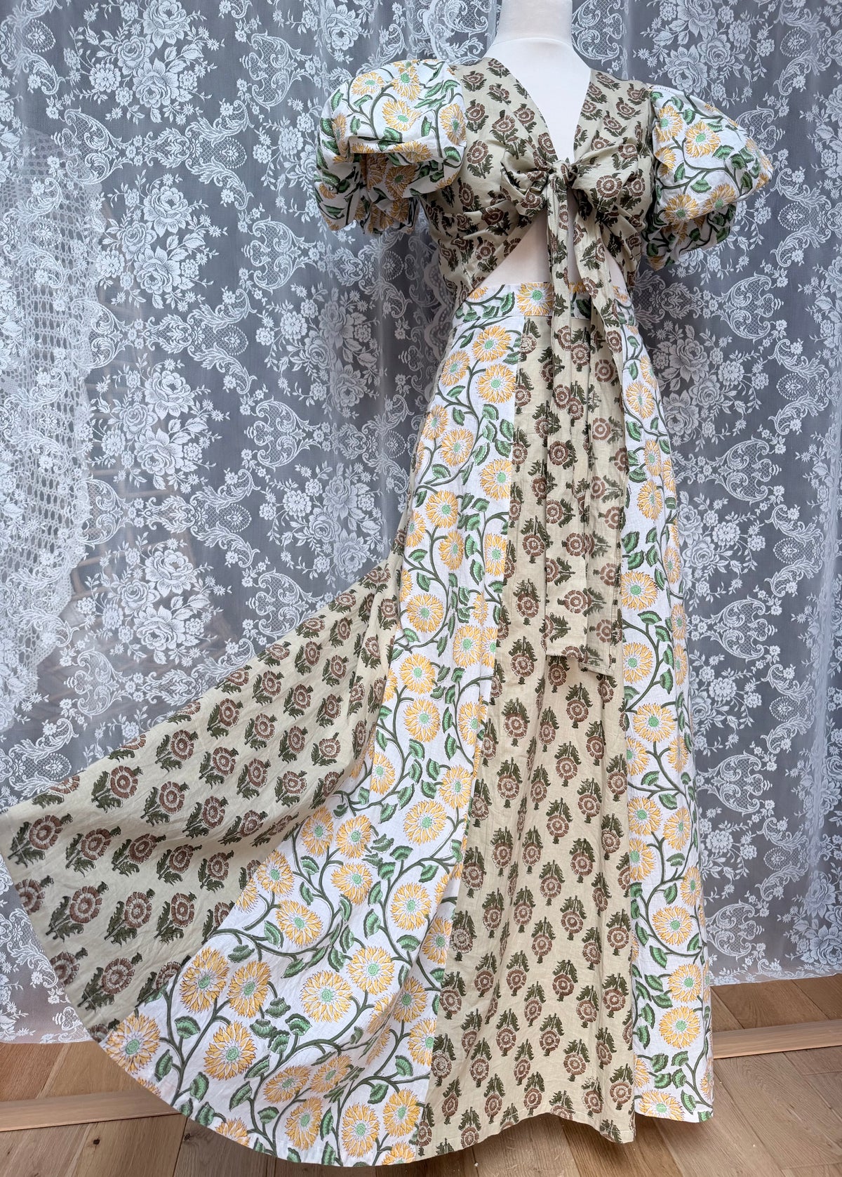 The Goldie Wrap Skirt in Clementine | Handmade Block Print Wrap Skirt