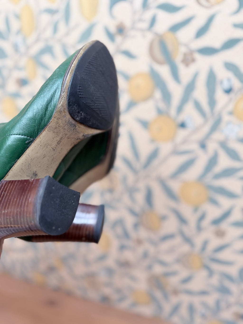 1960s/1970s Vintage Green Leather Gogo Boots