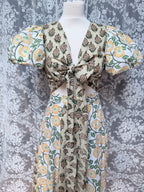 The Goldie Clementine Puff Sleeve Wrap Blouse | Handmade Indian Block Print