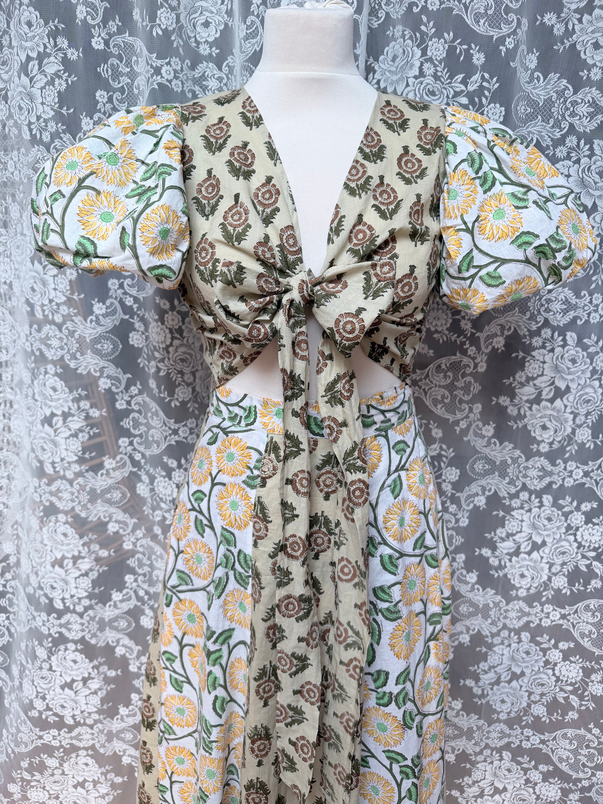 The Goldie Clementine Puff Sleeve Wrap Blouse | Handmade Indian Block Print