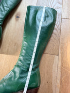 1960s/1970s Vintage Green Leather Gogo Boots