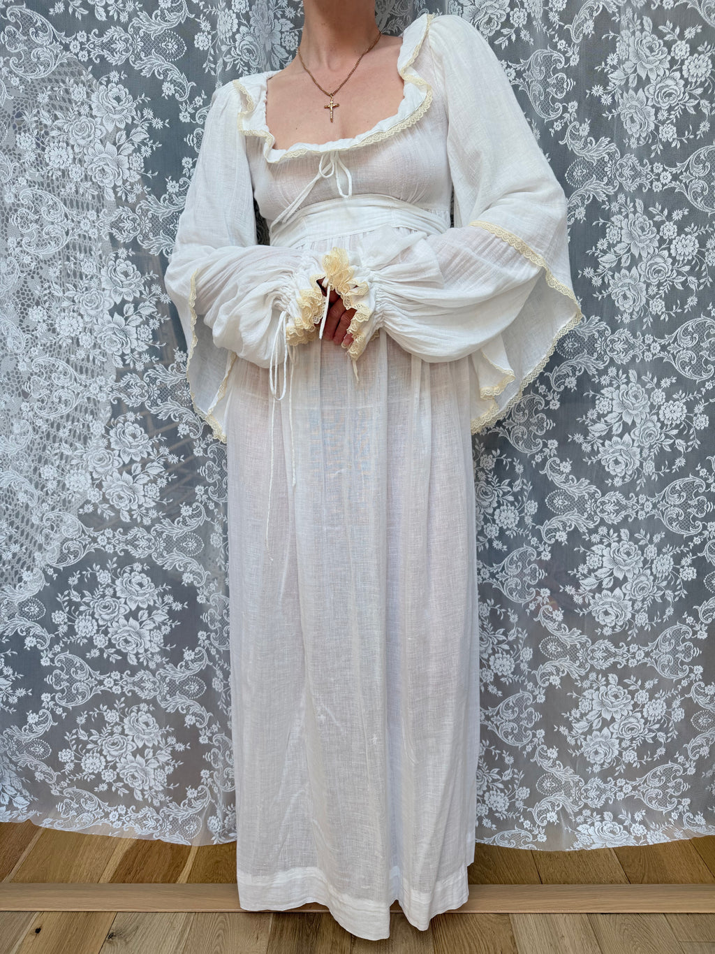 Vintage Rare 1970s BIBA White Cotton Dress