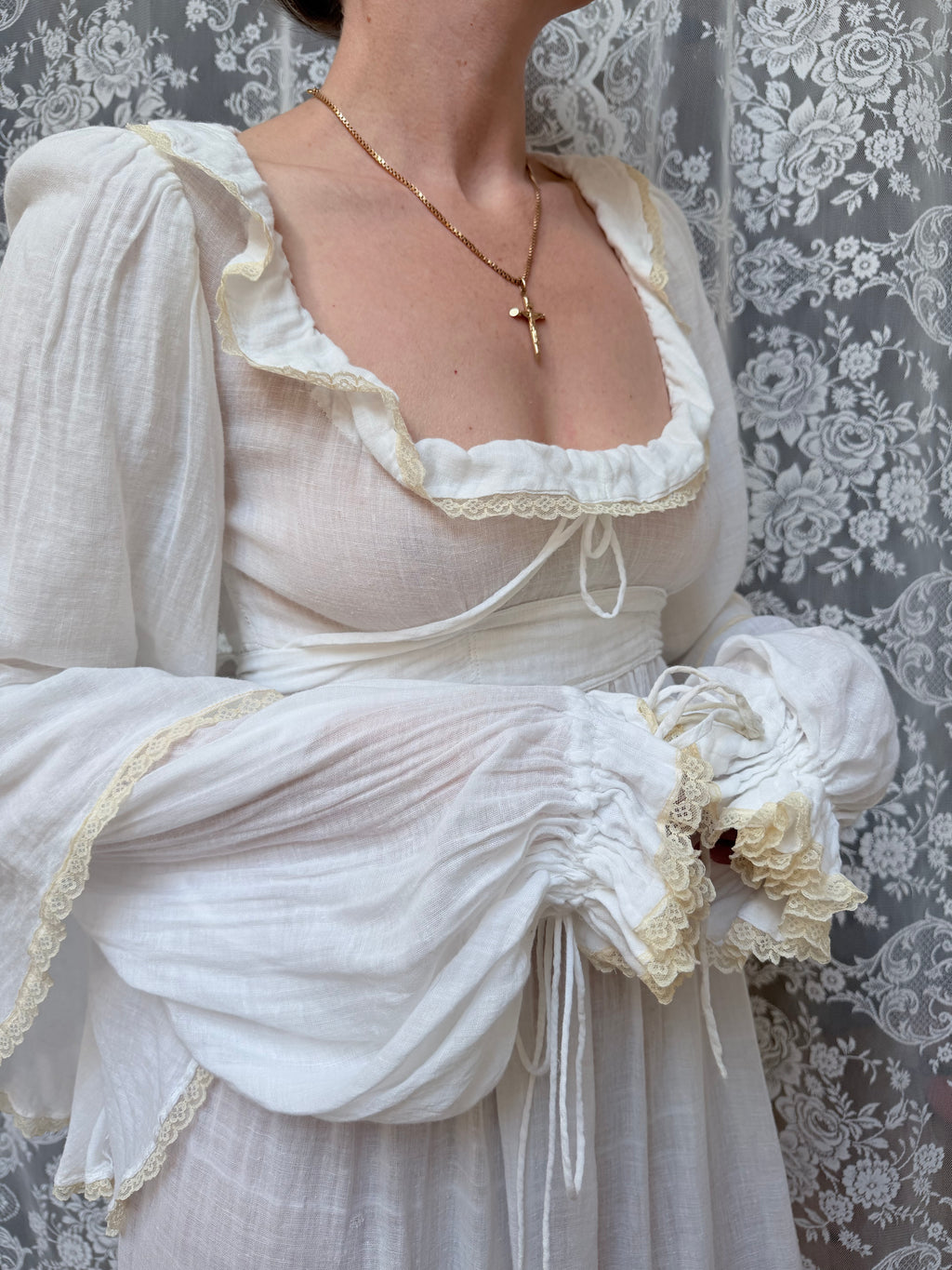 Vintage Rare 1970s BIBA White Cotton Dress