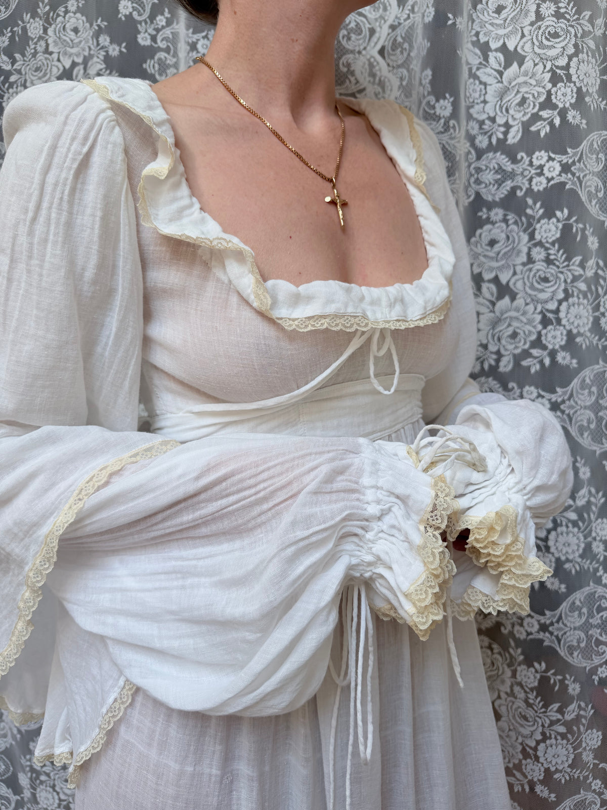 Vintage Rare 1970s BIBA White Cotton Dress